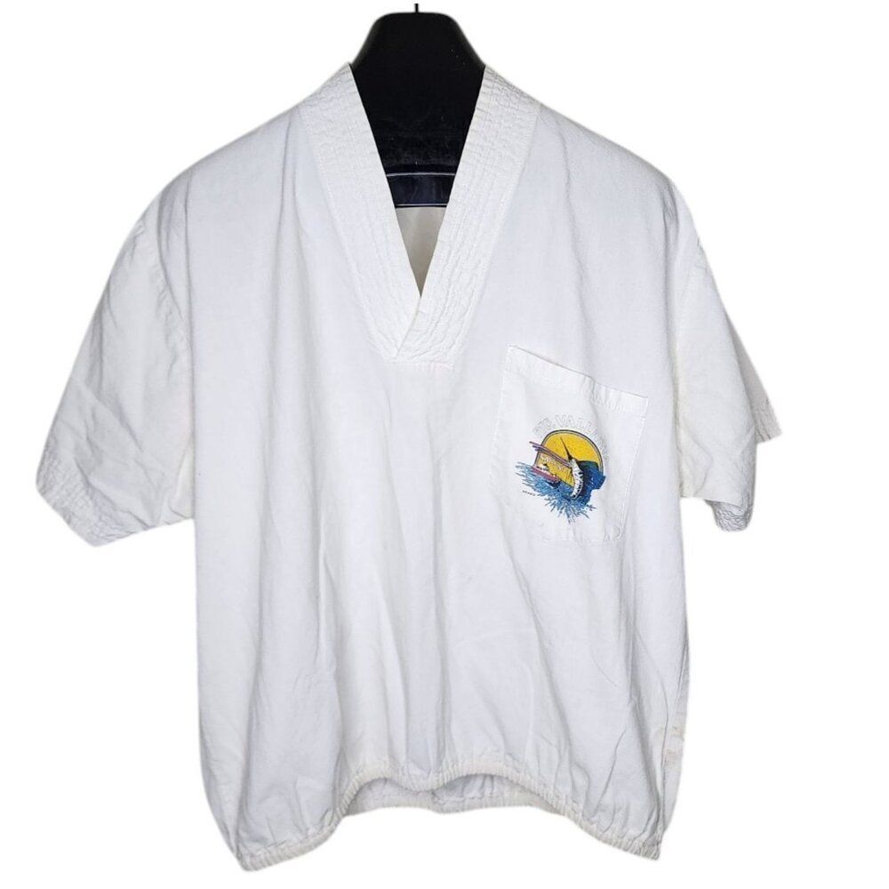 Vintage Mexican Puerto Vallarta Sailfish Shirt Mens M White Surfer